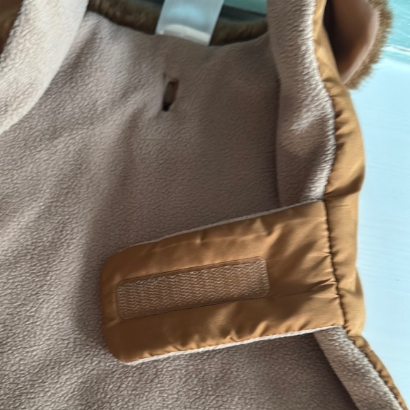 Brown Doggie Coat with Faux Fur Collar Size Small/Medium Fleece Lined - Picture 5 of 8